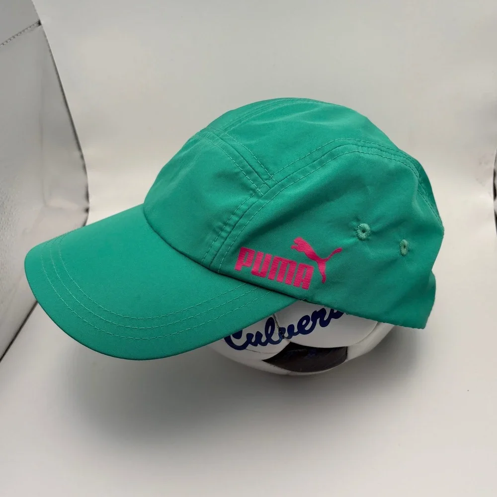 Puma Womens Teal Pink Logo Five Panel Baseball Cap One‎ Size Adjustable Strap